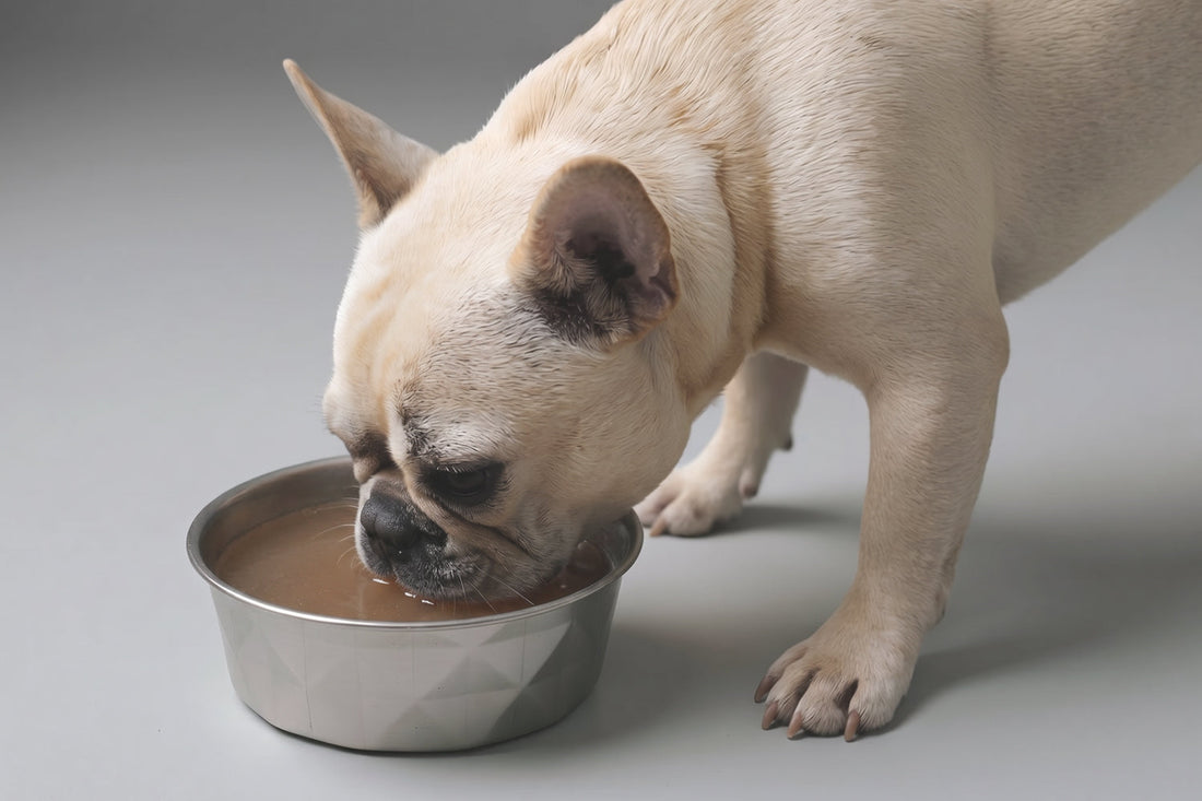 Cuenco con sopa de Moro para perros y gatos