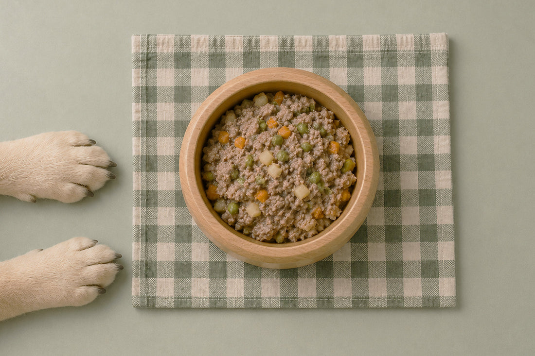 Plato con comida casera natural y equilibrada para perro