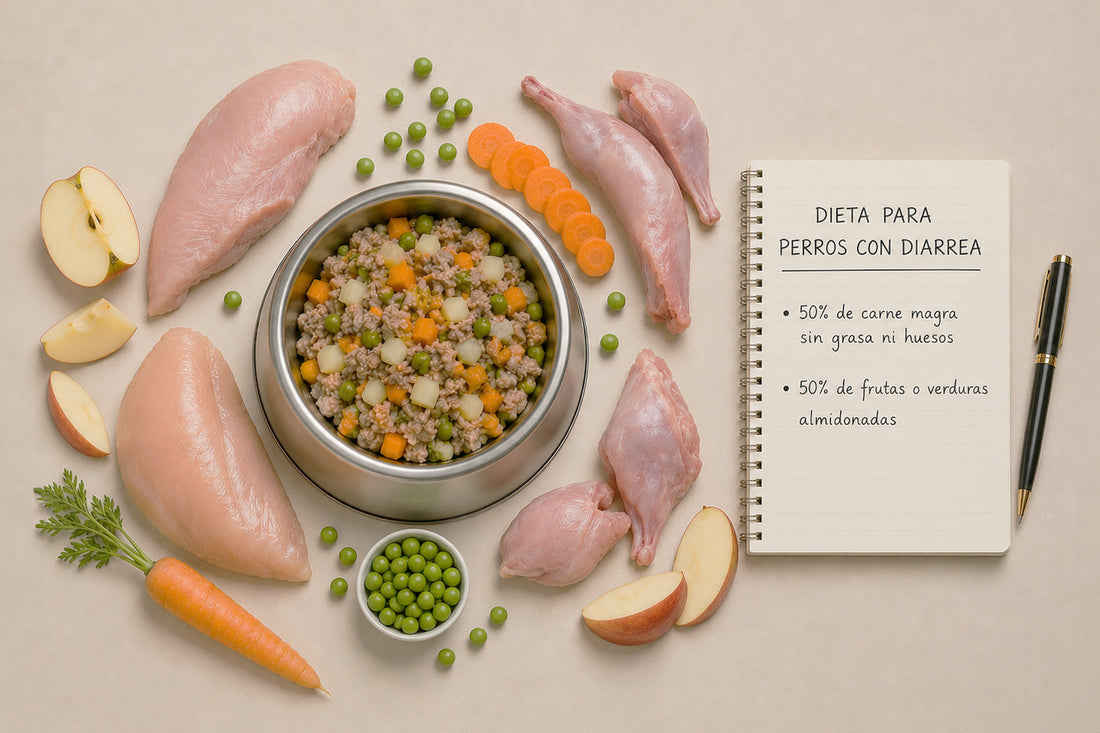 Plato con comida especial para perros con problemas digestivos