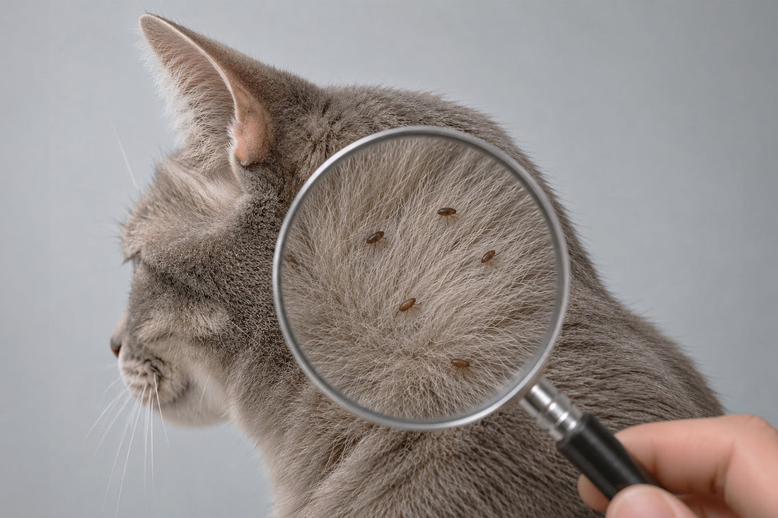 Gato rascándose, mostrando signos de incomodidad por pulgas en su pelaje