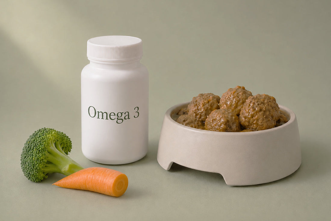 Pienso para perros con Omega 3 en cuenco