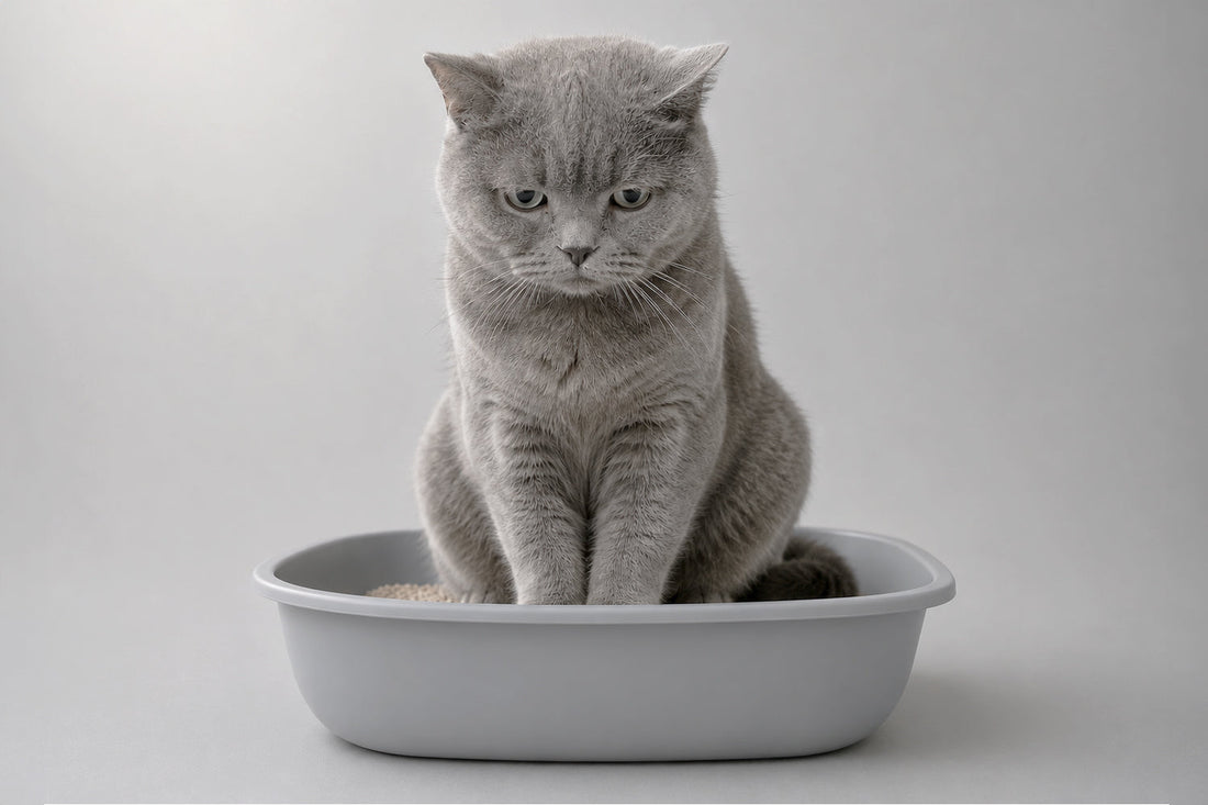 Gato mayor descansando en una cama blanda debido a problemas digestivos