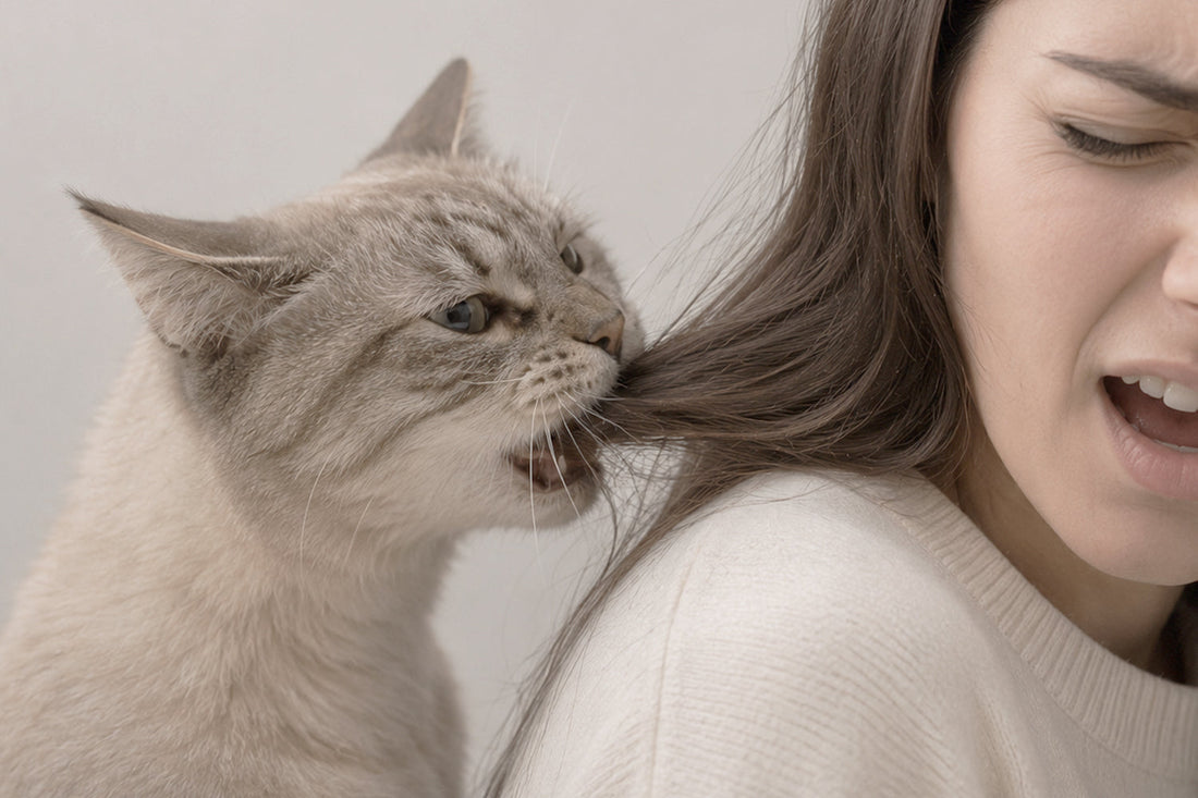 Por qué mi gato me muerde el pelo: causas y consejos