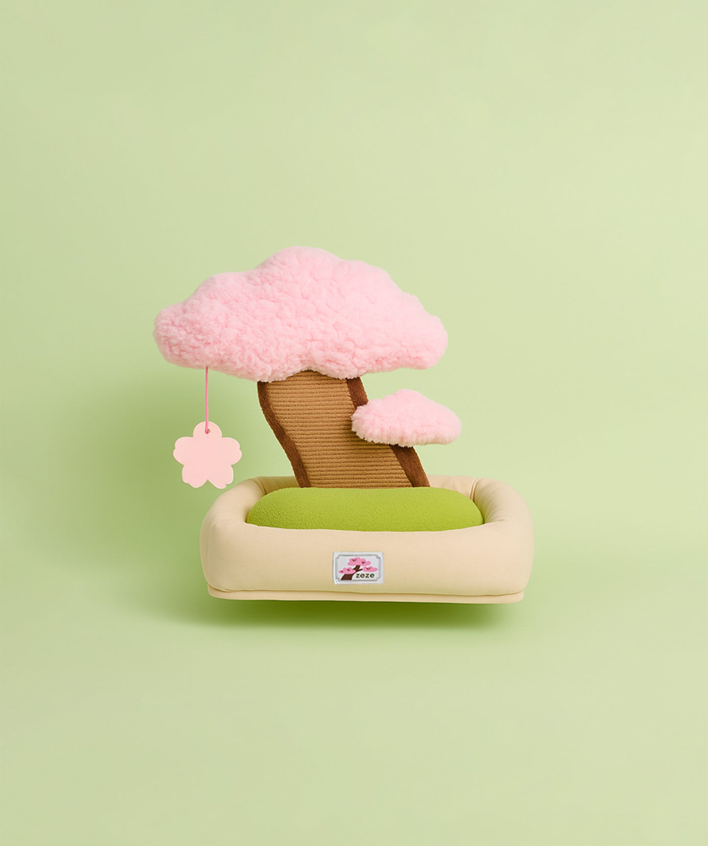 Letto Sakura Blossom di Zeze con albero di fiori di ciliegio rosa per gatti