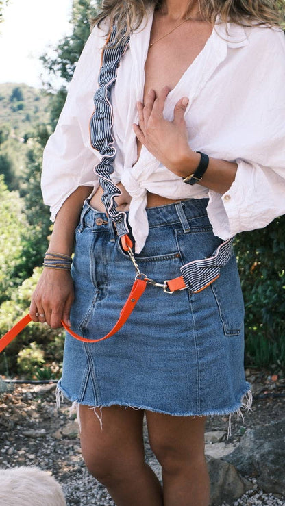 Blue striped leash - smycz