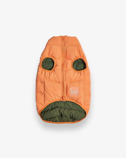 Reversible Dog Puffer Jacket: Coral & Khaki Green - Manteau