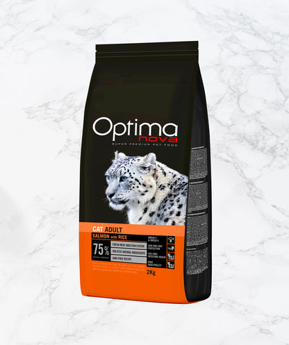 Bolsa de pienso Optimanova Cat Adult con salmón y arroz para gatos adultos