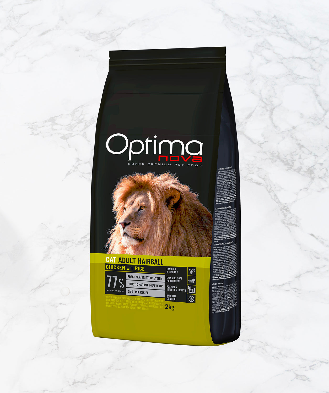 Bolsa de pienso Optimanova Cat Hairball con pollo y arroz para gatos