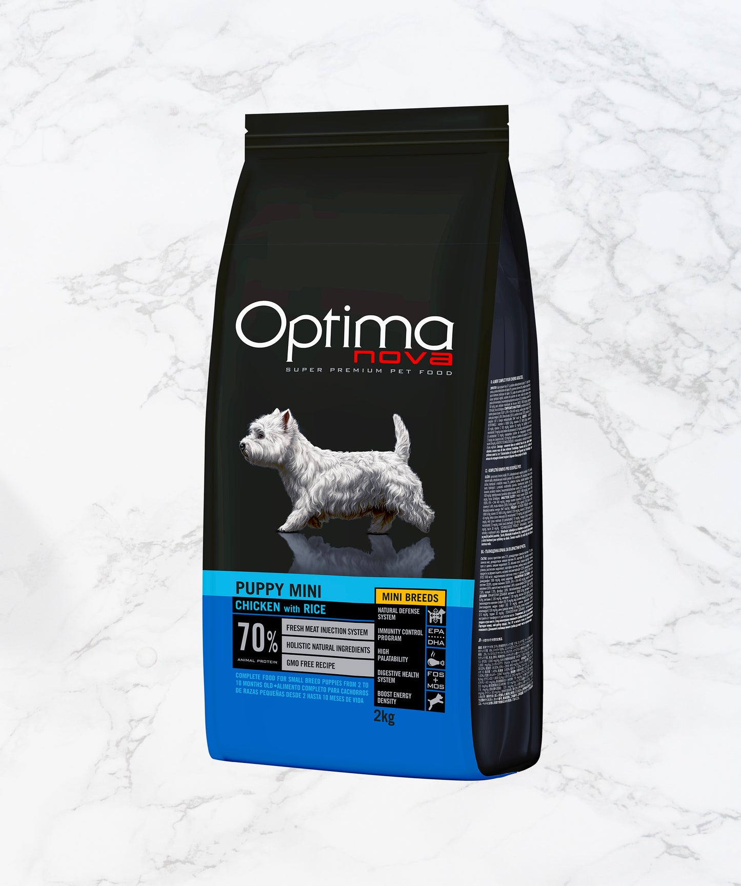 Bolsa de pienso Optimanova Puppy Mini con pollo y arroz para perros pequeños en crecimiento
