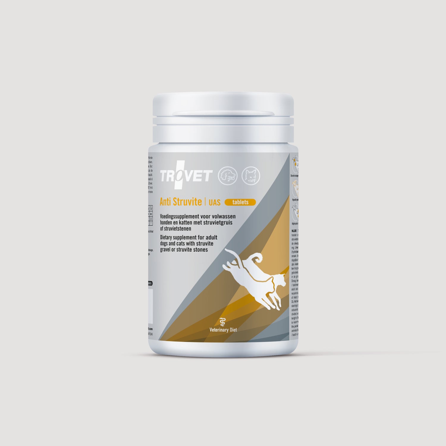 Envase de suplemento Trovet Anti Struvite para perros y gatos
