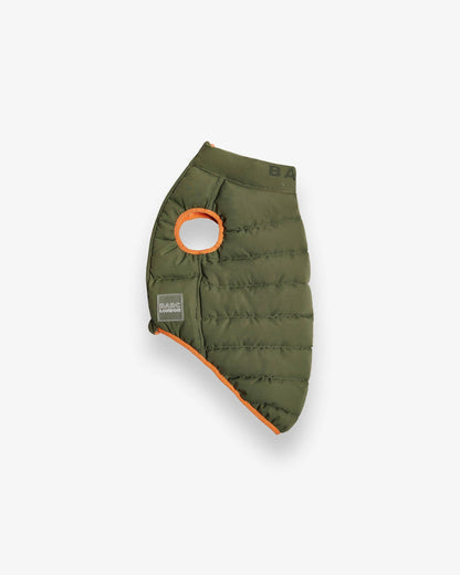 Reversible Dog Puffer Jacket: Coral & Khaki Green - Manteau