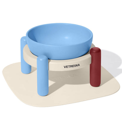 Mist & Merlot Ceramic Pet Bowl & Mat Set - gamelle