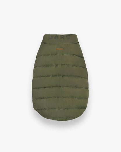 Reversible Dog Puffer Jacket: Coral & Khaki Green - Manteau