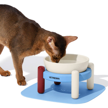 Mist & Merlot Ceramic Pet Bowl & Mat Set - gamelle