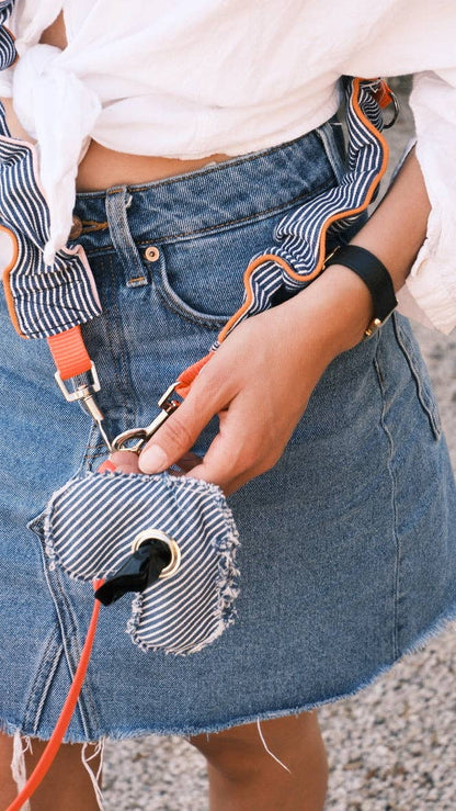 Blue striped leash - smycz
